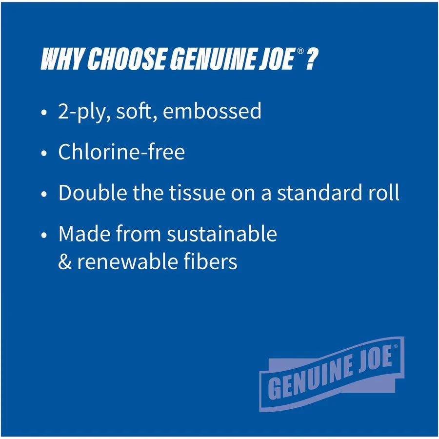 Genuine Joe Solutions Bath Tissue: 2-Ply 1000 Sheets/Roll - White - 36 Pack - 56 Pallet - Bathroom Tissue