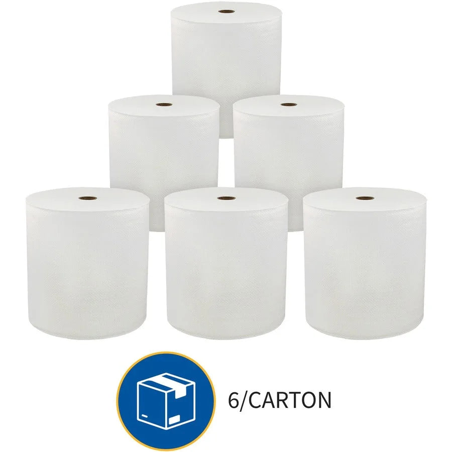 Genuine Joe Solutions Hardwound Paper Towels - 1 Ply - 850 ft - White