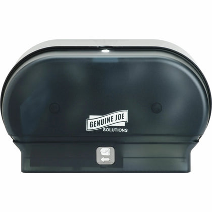 Genuine Joe Solutions Standard Bath Tissue Roll Dispenser - Manual - 2000 x Sheet 2 - Black - Sliding Door - 1 Each