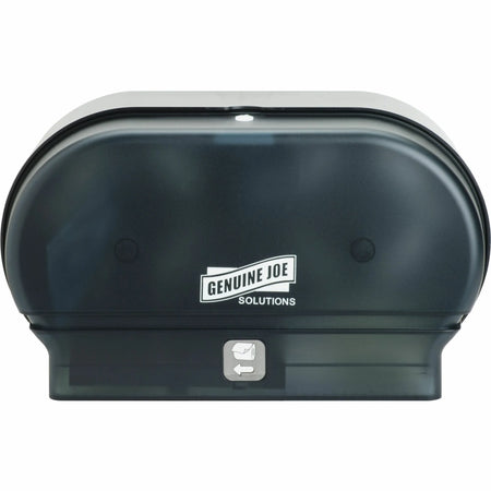Genuine Joe Solutions Standard Bath Tissue Roll Dispenser - Manual - 2000 x Sheet 2 - Black - Sliding Door - 1 Each