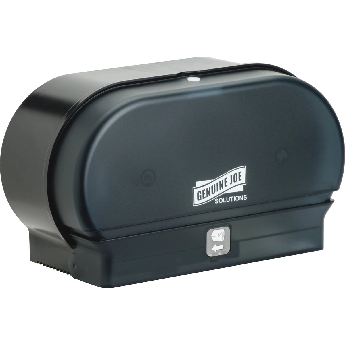 Genuine Joe Solutions Standard Bath Tissue Roll Dispenser - Manual - 2000 x Sheet 2 - Black - Sliding Door - 1 Each