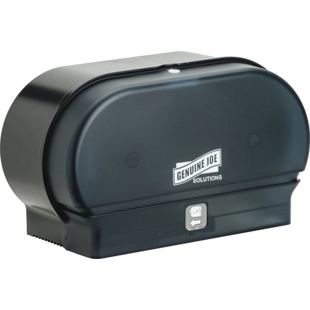 Genuine Joe Solutions Standard Bath Tissue Roll Dispenser - Manual - 2000 x Sheet 2 - Black - Sliding Door - 1 Each