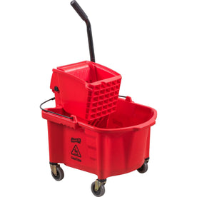 Genuine Joe Splash Shield Mop Bucket/Wringer - 6.50 gal - Plastic - Red - 1 Each - Buckets & Wringers