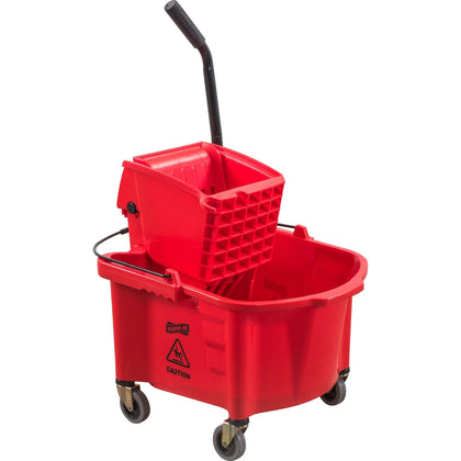 Genuine Joe Splash Shield Mop Bucket/Wringer - 6.50 gal - Plastic - Red - 1 Each - Buckets & Wringers