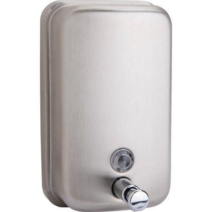 Genuine Joe Stainless Steel Soap Dispenser - 31.50 fl oz - Wall Mountable - Skin Care Dispensers & Refills
