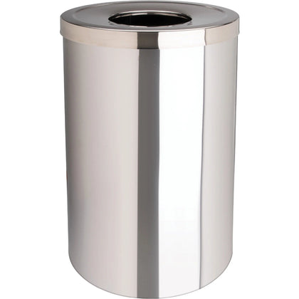 Genuine Joe Stainless Steel Trash Receptacle - 30 gal Capacity - Waste Containers & Lids