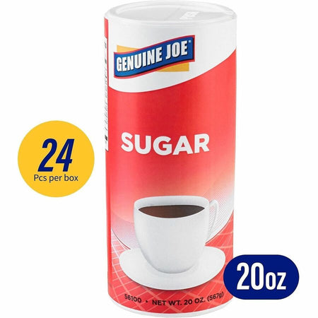 Genuine Joe Sugar - 20 oz (567 g) - Natural Sweetener - 3/Pack - 8 / Carton - Condiments