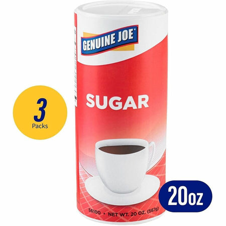 Genuine Joe Sugar - 20 oz (567 g) - Natural Sweetener - 3 / Pack - Condiments