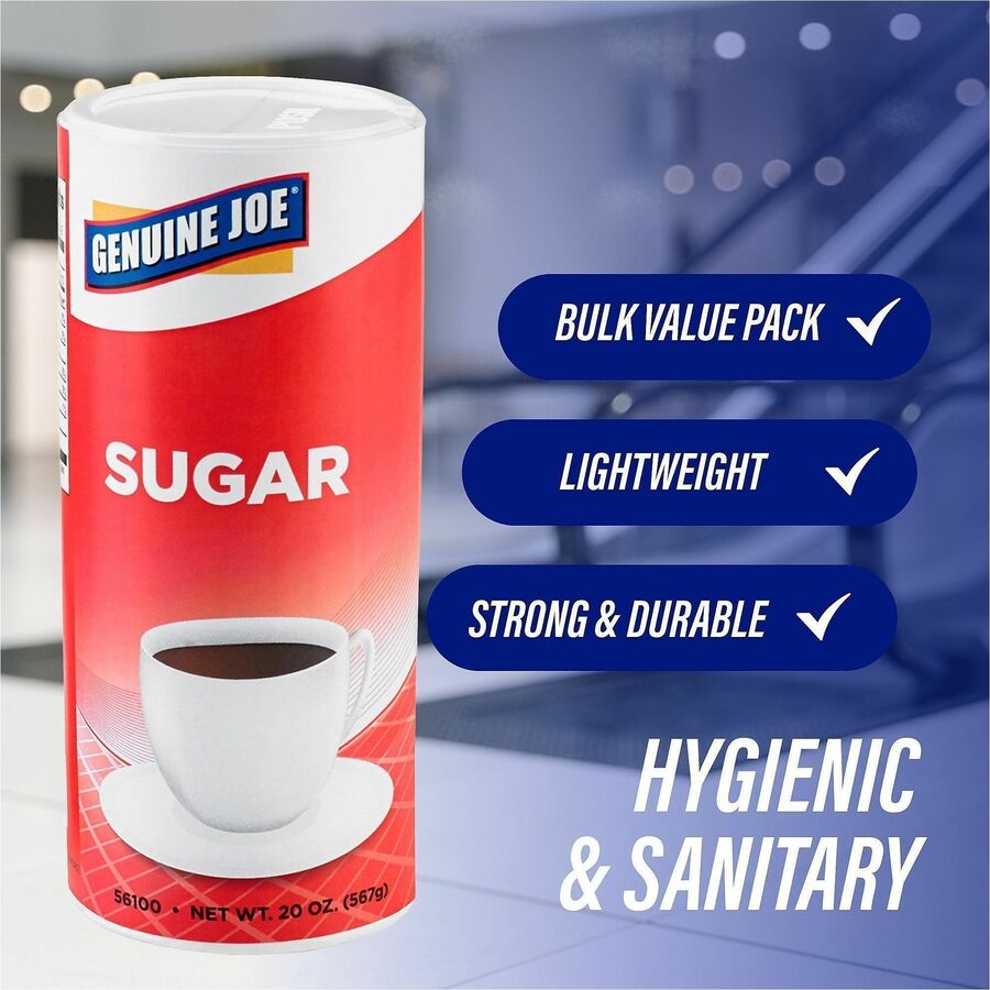 Genuine Joe Sugar - 20 oz (567 g) - Natural Sweetener - 3 / Pack - Condiments