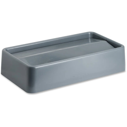 Genuine Joe Swing Lid Container - Rectangular Gray - 1 Each - Waste Containers & Lids