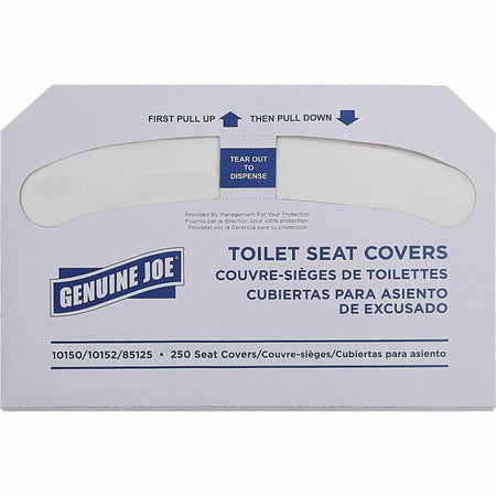 Genuine Joe Half-fold Toilet Seat Covers - For Public - 250 / Pack - 10 / Carton - White