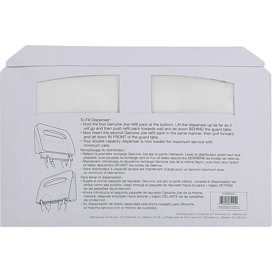 Genuine Joe Toilet Seat Covers - Half-fold - For Public - White - 250/Pack - 20 / Carton