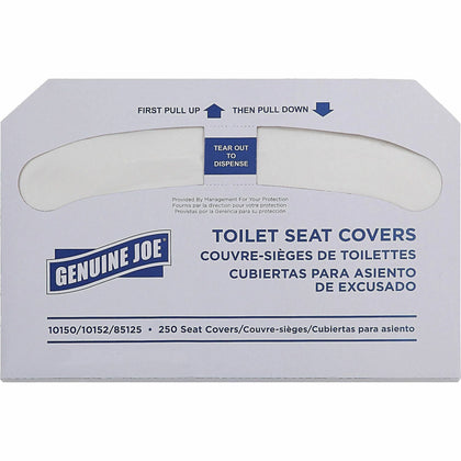 Genuine Joe Toilet Seat Covers - Half-fold White - 250/Pack - 4/Carton
