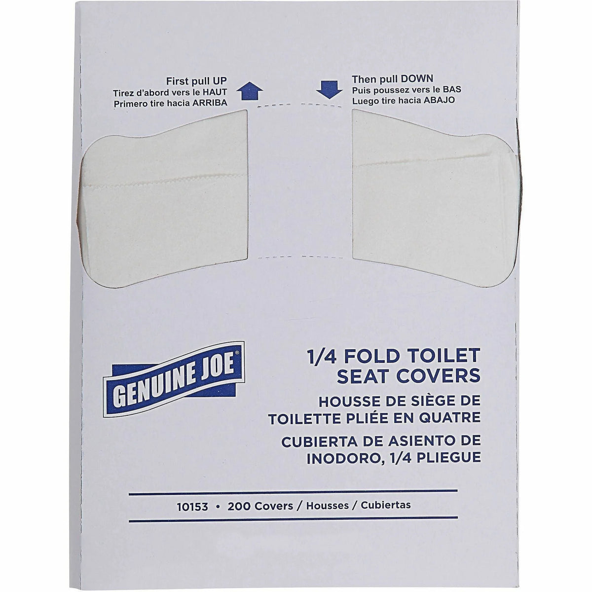 Genuine Joe Toilet Seat Covers - Quarter-Fold White Paper - 200/Pack