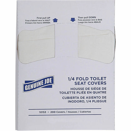 Genuine Joe Toilet Seat Covers - Quarter-Fold White Paper - 200/Pack