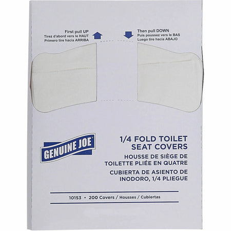 Genuine Joe Toilet Seat Covers - Quarter-Fold White Paper - 200/Pack