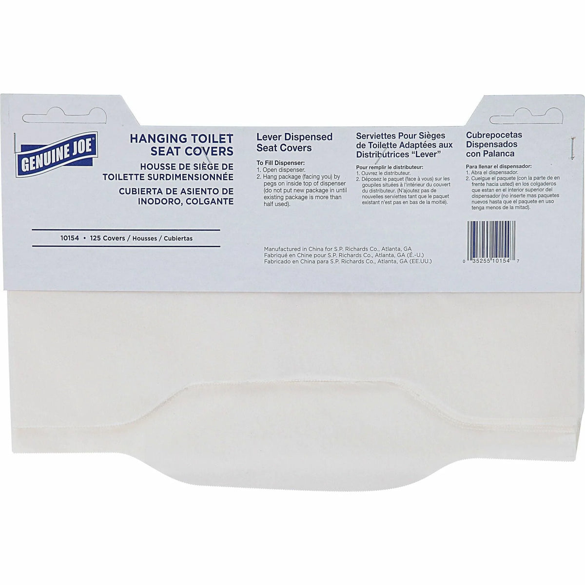 Genuine Joe Toilet Seat Covers - Quarter-Fold White Virgin Paper - 125/Pack