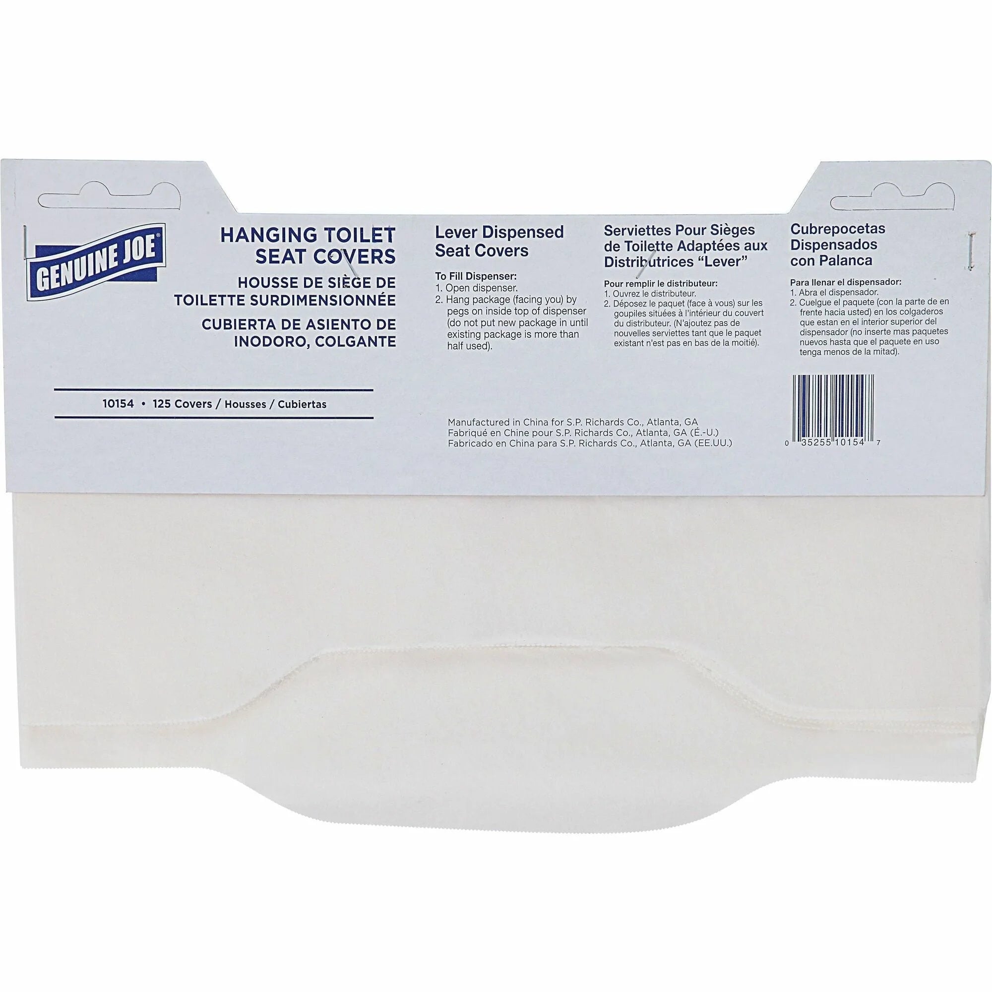 Genuine Joe Toilet Seat Covers - Quarter-Fold White Virgin Paper - 125/Pack