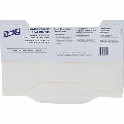 Genuine Joe Toilet Seat Covers - Quarter-Fold White Virgin Paper - 125/Pack