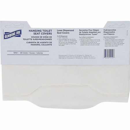 Genuine Joe Toilet Seat Covers - Quarter-Fold White Virgin Paper - 125/Pack