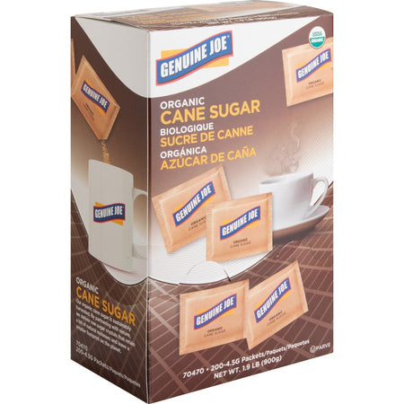 Genuine Joe Turbinado Natural Cane Sugar Packets - 0.159 oz (4.5 g) - Molasses Flavor - Sweetener - 200 / Box