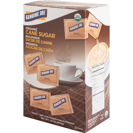 Genuine Joe Turbinado Natural Cane Sugar Packets - 0.159 oz (4.5 g) - Molasses Flavor - Sweetener - 200 / Box