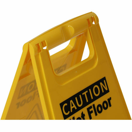 Genuine Joe Universal Graphic Wet Floor Sign - 1 Each - English Spanish - Print/Message - Foldable - Yellow - Safety