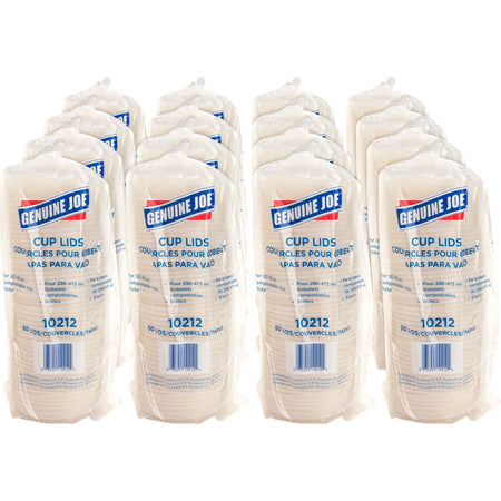 Genuine Joe Vented Hot Cup Lid - Polystyrene - White - 50/Pack - 20 / Carton - Cups