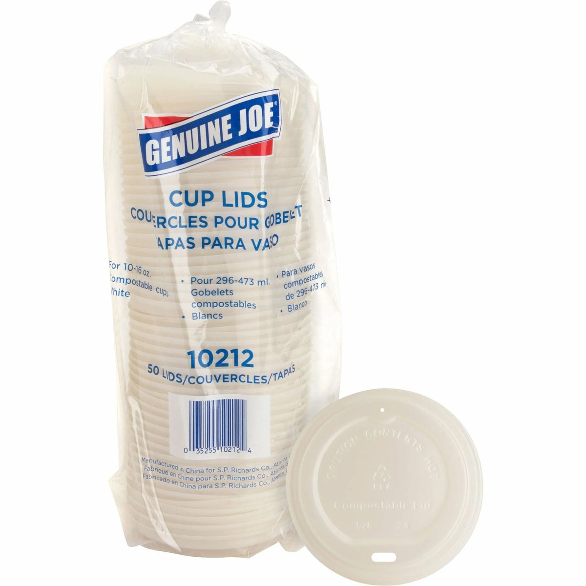 Genuine Joe Vented Hot Cup Lid - White Polystyrene - 50/Pack - Cups