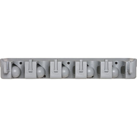 Genuine Joe Wall Organizer Rack for Cleaning Tools - Sturdy ABS Plastic - Gray - Tool Organizers