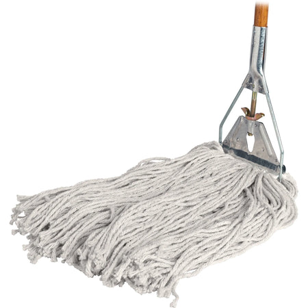 Genuine Joe Wood Handle Wet Mop: Lightweight Absorbent - 60’’ Width - 4-ply Cotton Head - Mops & Refills