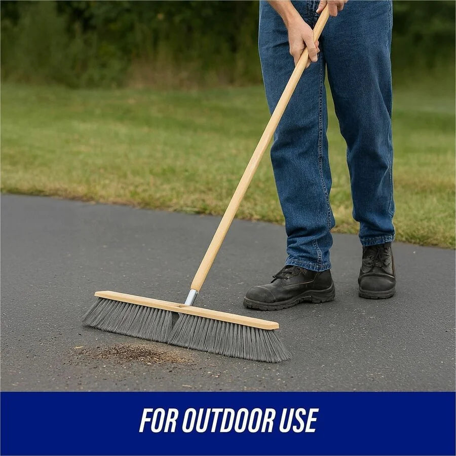 Genuine Joe Wood Handle with Threaded Metal Tip - Natural - 1 Each - Scrub Brushes
