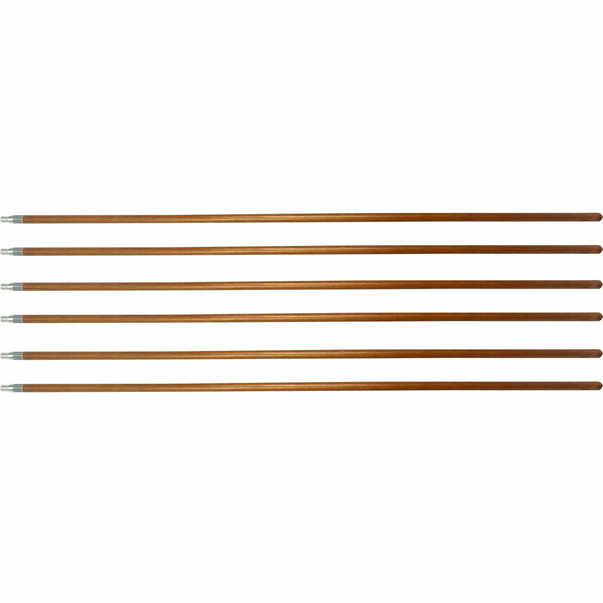 Genuine Joe Wood Handle with Threaded Metal Tip - Natural - 6 / Carton - Scrub Brushes
