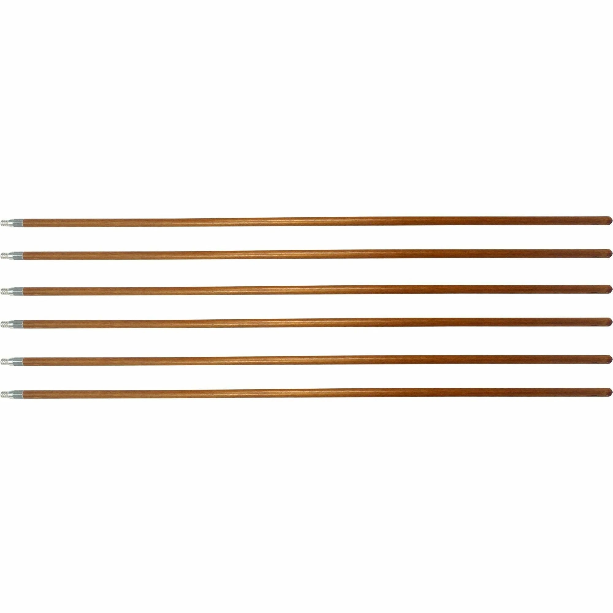 Genuine Joe Wood Handle with Threaded Metal Tip - Natural - 6 / Carton - Scrub Brushes