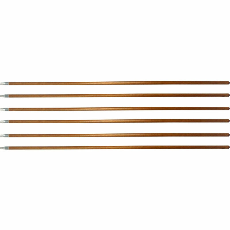 Genuine Joe Wood Handle with Threaded Metal Tip - Natural - 6 / Carton - Scrub Brushes
