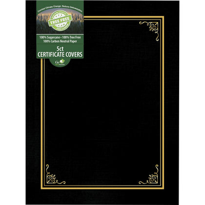 Geographics Letter Certificate Holder - Elegant Black - Pack of 5 - Certificates & Seals