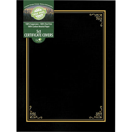 Geographics Letter Certificate Holder - Elegant Black - Pack of 5 - Certificates & Seals