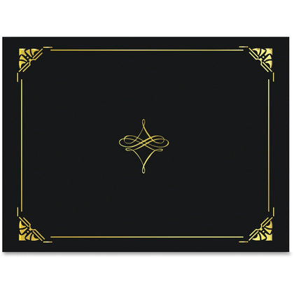 Geographics Recycled Certificate Holder - 8.5’’ x 11’’ - Black/Gold - 30% - 5/Pack - Certificates & Seals