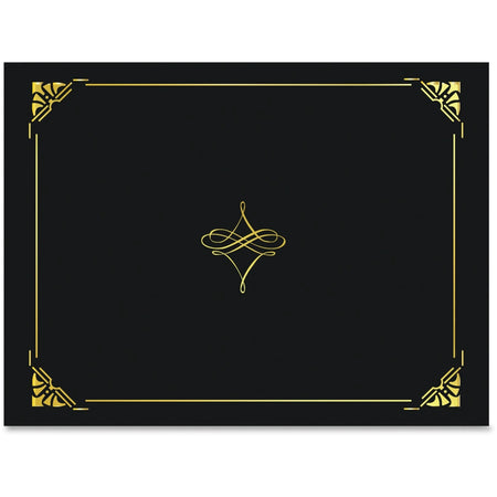 Geographics Recycled Certificate Holder - 8.5’’ x 11’’ - Black/Gold - 30% - 5/Pack - Certificates & Seals