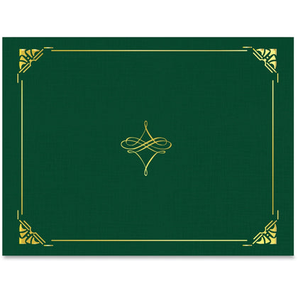 Geographics Recycled Certificate Holder - Hunter Green/Gold - 8.5’’ x 11’’ - 5/Pack - Certificates & Seals