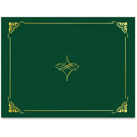 Geographics Recycled Certificate Holder - Hunter Green/Gold - 8.5’’ x 11’’ - 5/Pack - Certificates & Seals