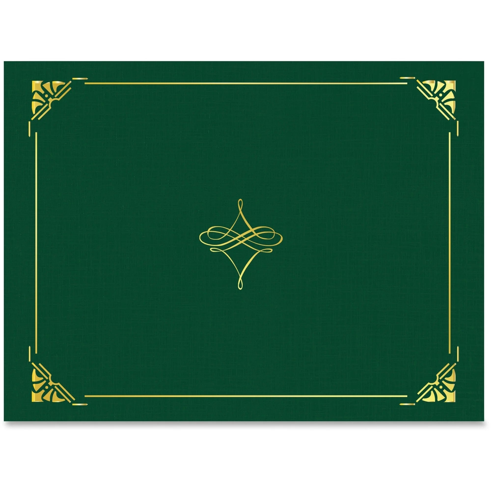 Geographics Recycled Certificate Holder - Hunter Green/Gold - 8.5’’ x 11’’ - 5/Pack - Certificates & Seals