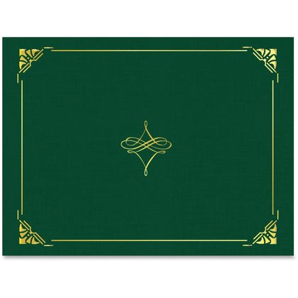 Geographics Recycled Certificate Holder - Hunter Green/Gold - 8.5’’ x 11’’ - 5/Pack - Certificates & Seals