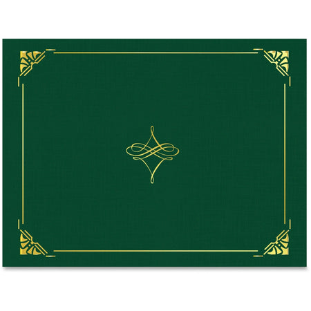 Geographics Recycled Certificate Holder - Hunter Green/Gold - 8.5’’ x 11’’ - 5/Pack - Certificates & Seals