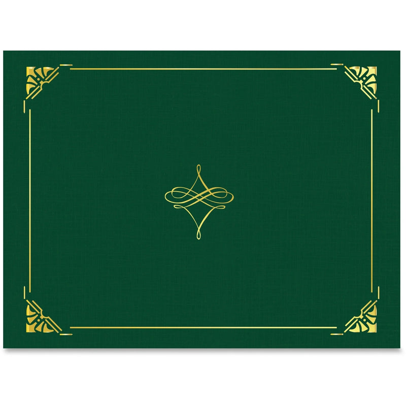 Geographics Recycled Certificate Holder - Hunter Green/Gold - 8.5’’ x 11’’ - 5/Pack - Certificates & Seals