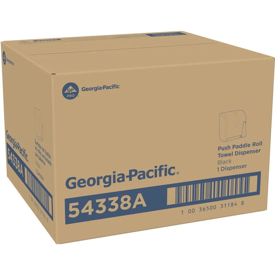 Georgia-Pacific Push Paddle Paper Towel Dispenser - Roll - 14.3’’ Height x 12.8’’ Width 10.5’’ Depth - Black - Hygienic