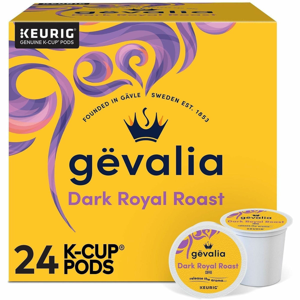Gevalia K-Cup Dark Royal Roast Coffee - Compatible with Keurig Brewer - Arabica - 24 / Box