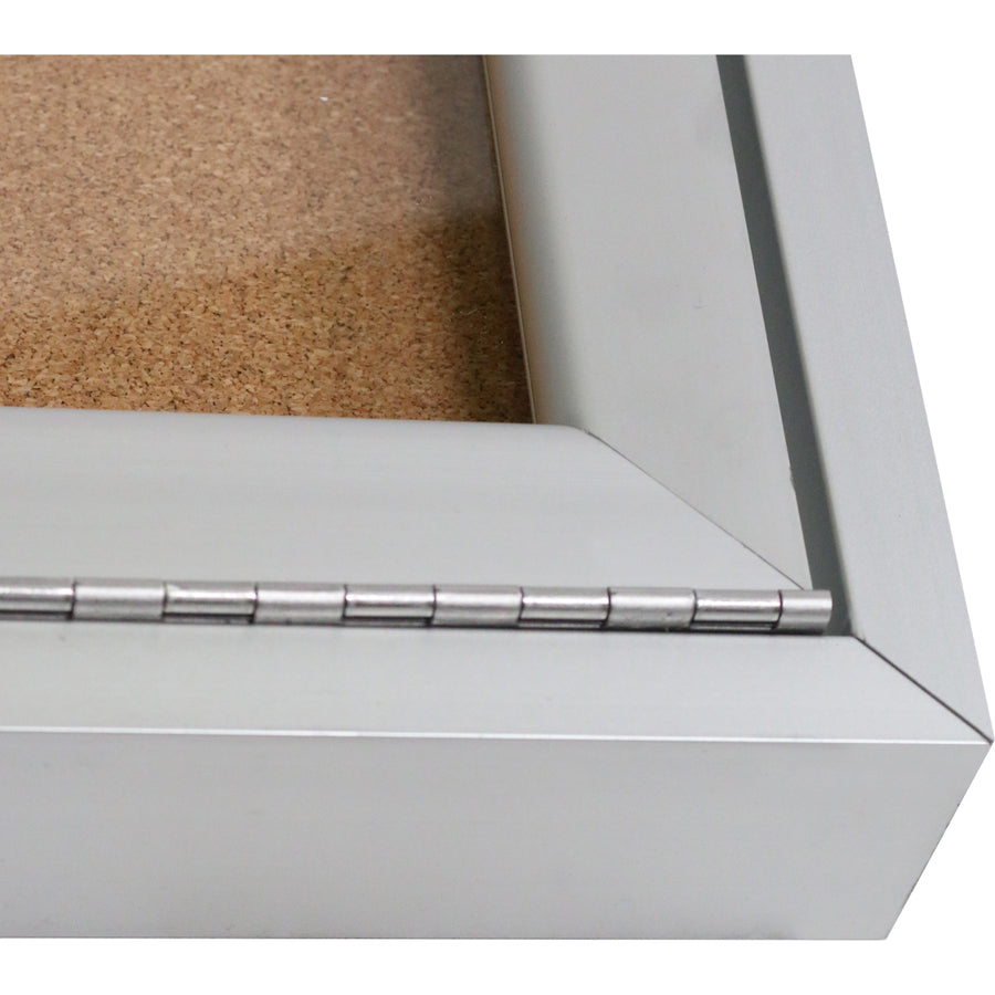Ghent 1 Door Enclosed Natural Cork Bulletin Board with Satin Frame - Alternate-Image3