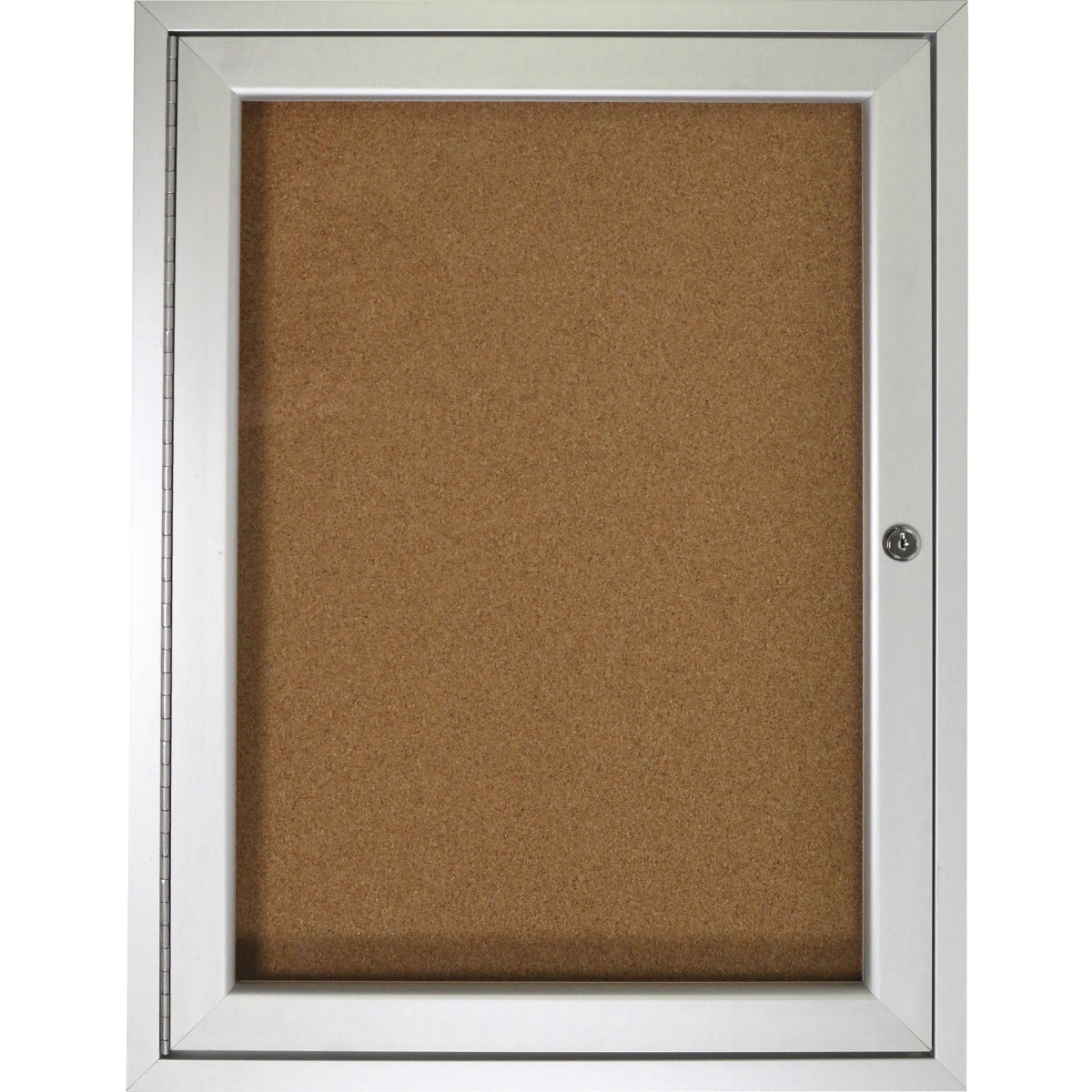 Ghent 1 Door Enclosed Natural Cork Bulletin Board with Satin Frame - 2000