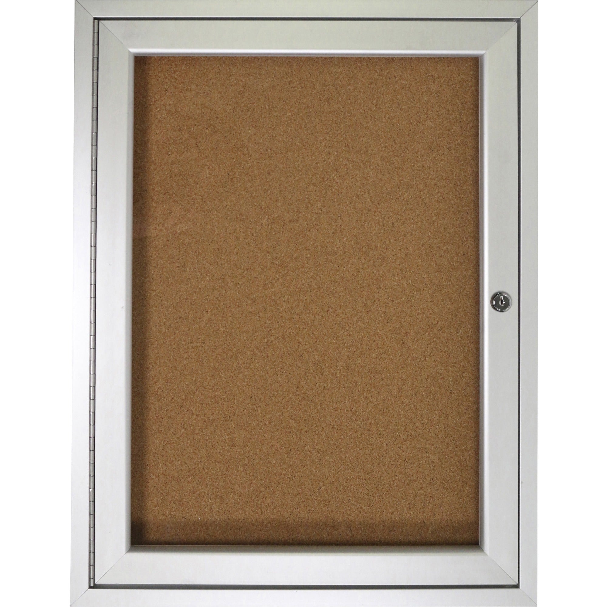 Ghent 1 Door Enclosed Natural Cork Bulletin Board with Satin Frame - 2000